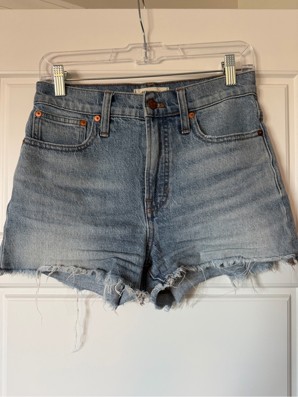 Madewell Light Blue Frayed Hem The Perfect Jean Short